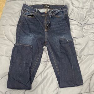 High rise dark wash jeans